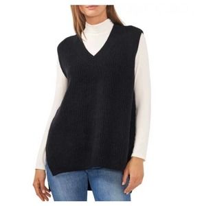 NWT Vince Camuto Black Sleeveless Knit Sweater